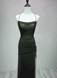 Unique Black and Green Straps Long Evening Dress, Black and Green Prom Dress Party Dress HZ1024