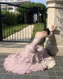 Pink Satin Mermaid Straps Long Formal Dress, Pink Floor Length Prom Dress HZ1024