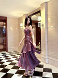 Purple Satin Straps Mermaid Long Formal Dress, Purple Prom Dress Evening Dress HZ1024