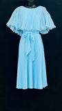 Elegant blue A-line ankle length pleated formal prom dress evening gown HZ1024