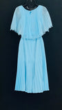Elegant blue A-line ankle length pleated formal prom dress evening gown HZ1024