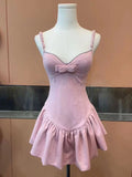 Sweet Pink Strapless Bow Mini Party Dress Homecoming Dress HZ1024