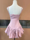 Sweet Pink Strapless Bow Mini Party Dress Homecoming Dress HZ1024