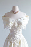 Vintage French Ivory A-line Off-the-shoulder Sequin Beaded Wedding Dress HZ1024