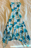 Gorgeous Blue Printed Strapless Sleeveless Chiffon Short Prom Gown Party Dress HZ1024
