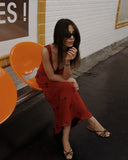 Sexy Red Strap Deep V Neck Mermaid Length Ankle Ball Gown Evening Dress HZ1024