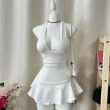 Simple Halter Neck A-Line Mini Party Dress Homecoming Dress HZ1024