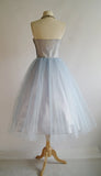 Vintage Gray Strapless Lace Tulle Short Party Dress Homecoming Dress HZ1024