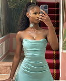 Chic Green Off Shoulder Sleeveless Mini Party Dress Homecoming Dress HZ1024