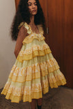 Vintage Yellow A-line Strap Lace Trim Mini Party Dress Homecoming Dress HZ1024