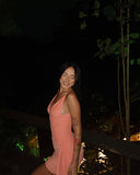 Charming Orange Spaghetti Strap V Neck Mermaid Bodycon Short Ball Gown Evening Dress HZ1024