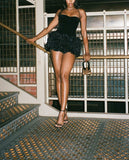 Sexy Black Off Shoulder Halter Neck Mini Party Dress Homecoming Dress HZ1024