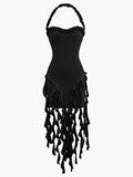 Chic Green Strap Bodycon Hip Tassel Mini Party Dress Homecoming Dress HZ1024