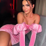 Sexy Pink Velvet Off Shoulder Bodycon Mini Birthday Party Dress Homecoming Dress HZ1024