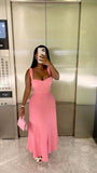 Pink Strap Sweetheart Neck Sleeveless Ankle-Length Prom Dress Party Dress HZ1024