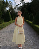 Light Yellow Round Neck Off Shoulder A-Line Length to Ankle Elegant Formal Prom Dress Evening Gown HZ1024