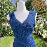 Vintage Navy Strapless Sleeveless Ruffled Mermaid Tulle Ball Gown Evening Dress HZ1024