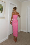 Elegant Pink Strapless Mermaid Long Formal Prom Gown Evening Dress HZ1024