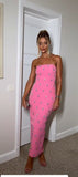 Elegant Pink Strapless Mermaid Long Formal Prom Gown Evening Dress HZ1024