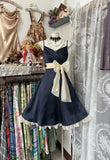 Strap Dark Blue Bow Satin A-Line Party Dress Homecoming Dress HZ1024