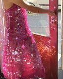 Gorgeous Hot Pink Sequined Backless Sleeveless Ankle-Length Prom Dress Evening Dress HZ1024