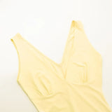 Elegant light yellow strap V-neck slit prom dress evening dress HZ1024