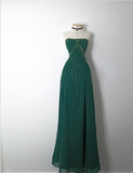 Vintage Green A-line Strapless Sequined Sleeveless Long Prom Dress Evening Dress HZ1024