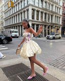 Chic Tutu Embroidery Strapless Ivory Short Ball Gown Party Dress HZ1024