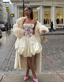 Chic Tutu Embroidery Strapless Ivory Short Ball Gown Party Dress HZ1024