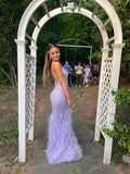 Glamorous Purple Backless Sleeveless Sequin Floor Length Prom Dress Bridesmaid Dress HZ1024