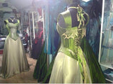 Vintage Strap Green Satin A-Line Prom Dress Evening Dress HZ1024