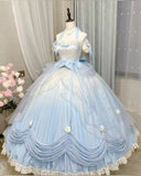 Cute Sweetheart Princess Sweet 16 Quinceanera Halter-neck A-Line Bow Birthday Party Dress Prom Dress Ball Gown HZ1024