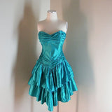 Vintage Satin Sleeveless Sweetheart A-Line Short Prom Dress Party Dress HZ1024