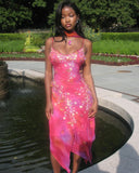 Spaghetti Strap Pink Sleeveless Floral Chiffon Ball Gown Party Dress HZ1024