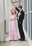 Elegant Strapless Pink A-Line Tiered Ankle-Length Prom Dress Bridesmaid Dress HZ1024