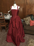 Vintage Burgundy Strap Sleeveless Floor Length Prom Dress Evening Dress HZ1024