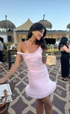 Chic Pink Strapless Sleeveless Short Party Dress Homecoming Dress HZ1024