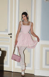 Sweetheart Pink Straps Strap Neck A Line Mini Birthday Party Dress Homecoming Dress HZ1024