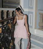 Sweetheart Pink Straps Strap Neck A Line Mini Birthday Party Dress Homecoming Dress HZ1024