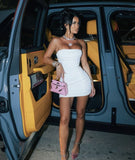 Sweetheart Pink Off Shoulder Sleeveless Bodycon Mini Party Dress Homecoming Dress HZ1024