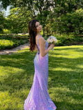 Gorgeous Purple Strap Mermaid Long Prom Dress Evening Gown HZ1024