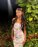 Elegant Strapless Printed Bodycon Mermaid Prom Dress Evening Dress HZ1024