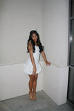 Cute White Off Shoulder Puff Skirt Short Party Dress Homecoming Dress HZ1024