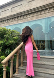 Elegant Pink Strap Mermaid Bodycon Long Prom Dress Evening Dress HZ1024
