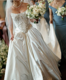 Ivory Vintage Strapless A-Line Wedding Dress with Train HZ1024