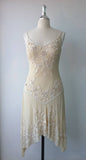 Vintage Ivory Spaghetti Strap V Neck Chiffon Short Ball Gown Evening Dress HZ1024
