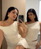 Sexy Ivory One Shoulder A-Line Mini Party Dress Homecoming Dress HZ1024