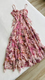 Vintage Strapless V-Neck Printed Chiffon Sleeveless A-Line Prom Dress Evening Dress HZ1024