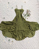 Soft Classic Strapless Sleeveless A-Line Green Beaded Chiffon Ball Gown Evening Dress HZ1024