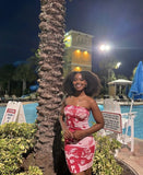 Sexy Pink Printed Sleeveless Bodycon Mini Party Dress Homecoming Dress HZ1024